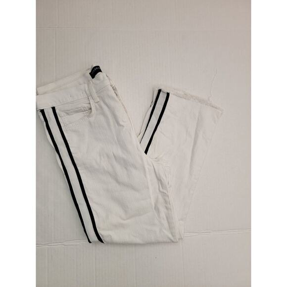 Veronica Beard Jeans 31 Carly 11" Kick Flare Tux Stripe High Rise Stretch White - Picture 1 of 10
